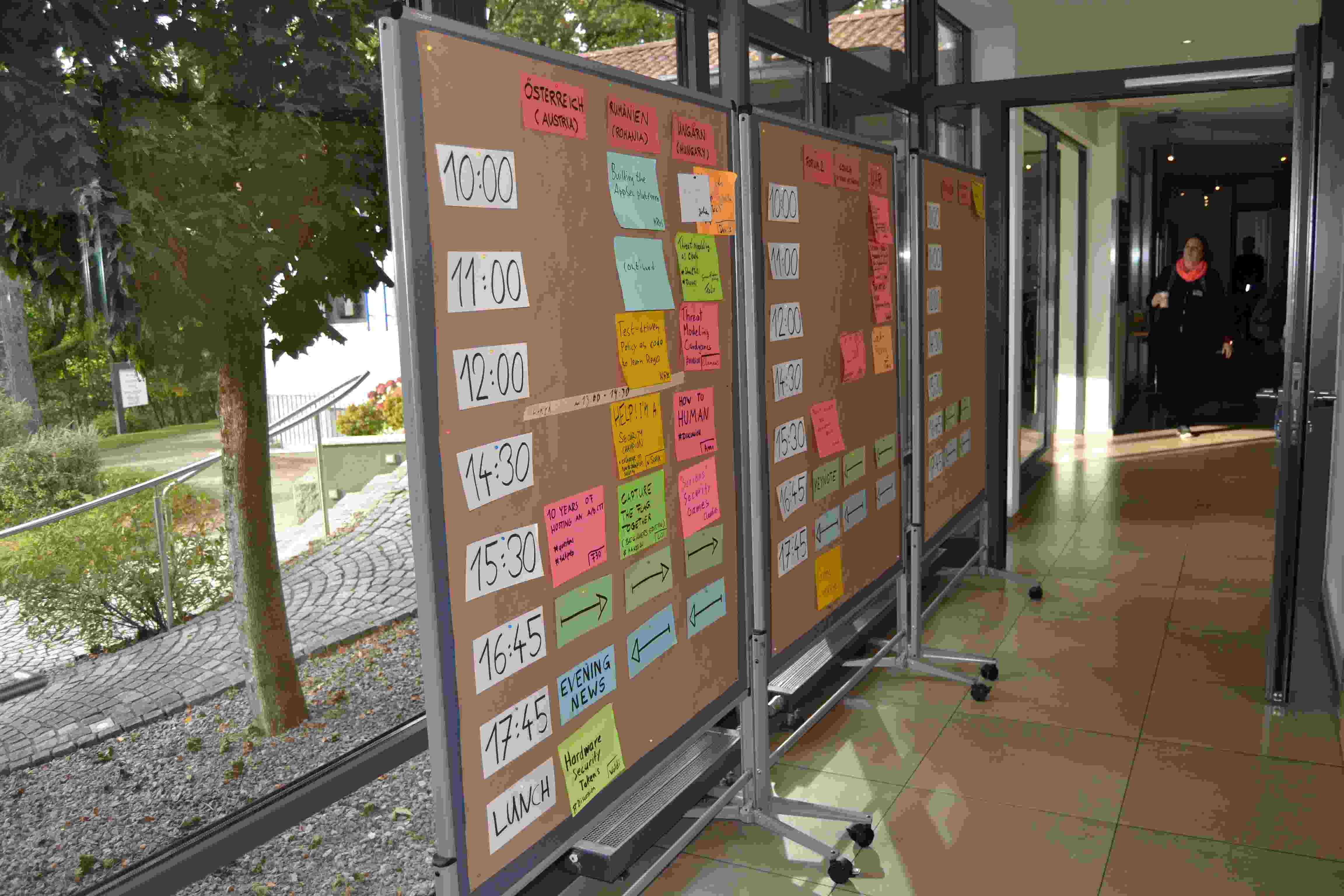 The picture shows the schedule in the hallway.